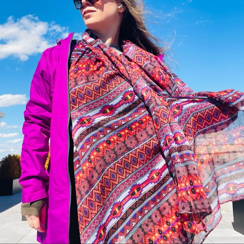 Anthro Western Tribal Hippi Patchwork Pattern Blanket Scarf
